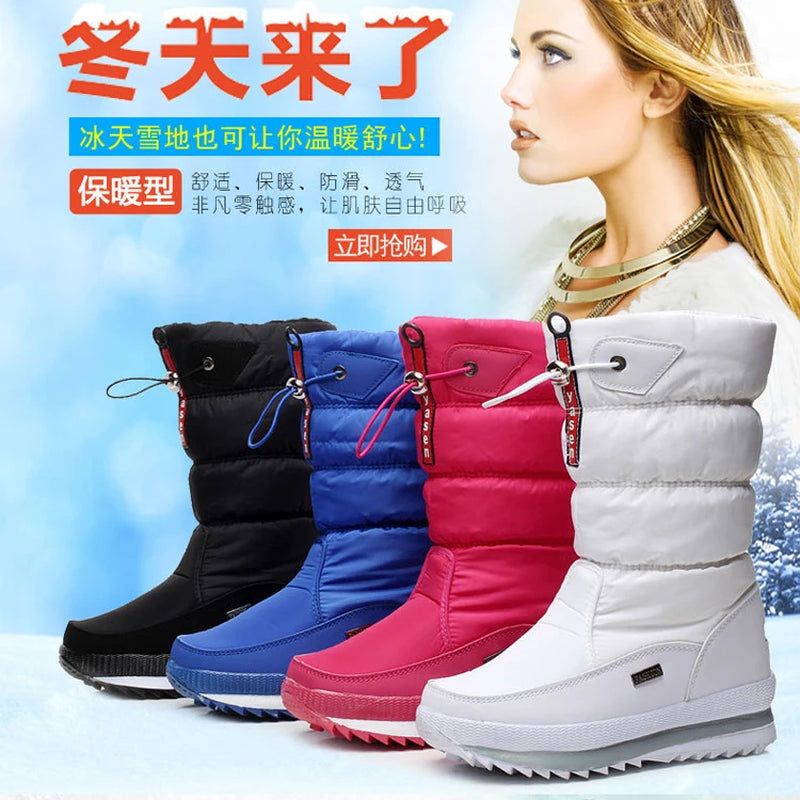 Women Snow Boots Platform Winter Boots Thick Plush Waterproof Non-Slip Boots Fashion Women Winter Shoes Warm Fur Botas Mujer