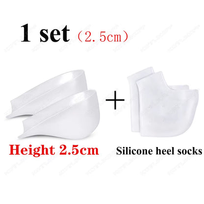 Invisible Silicone Height Increase Insole Silicone Socks Gel Heel Pads Heel Protectors Heightening Lift Shoes Sole Pad Unisex