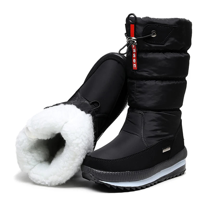 Women Snow Boots Platform Winter Boots Thick Plush Waterproof Non-Slip Boots Fashion Women Winter Shoes Warm Fur Botas Mujer
