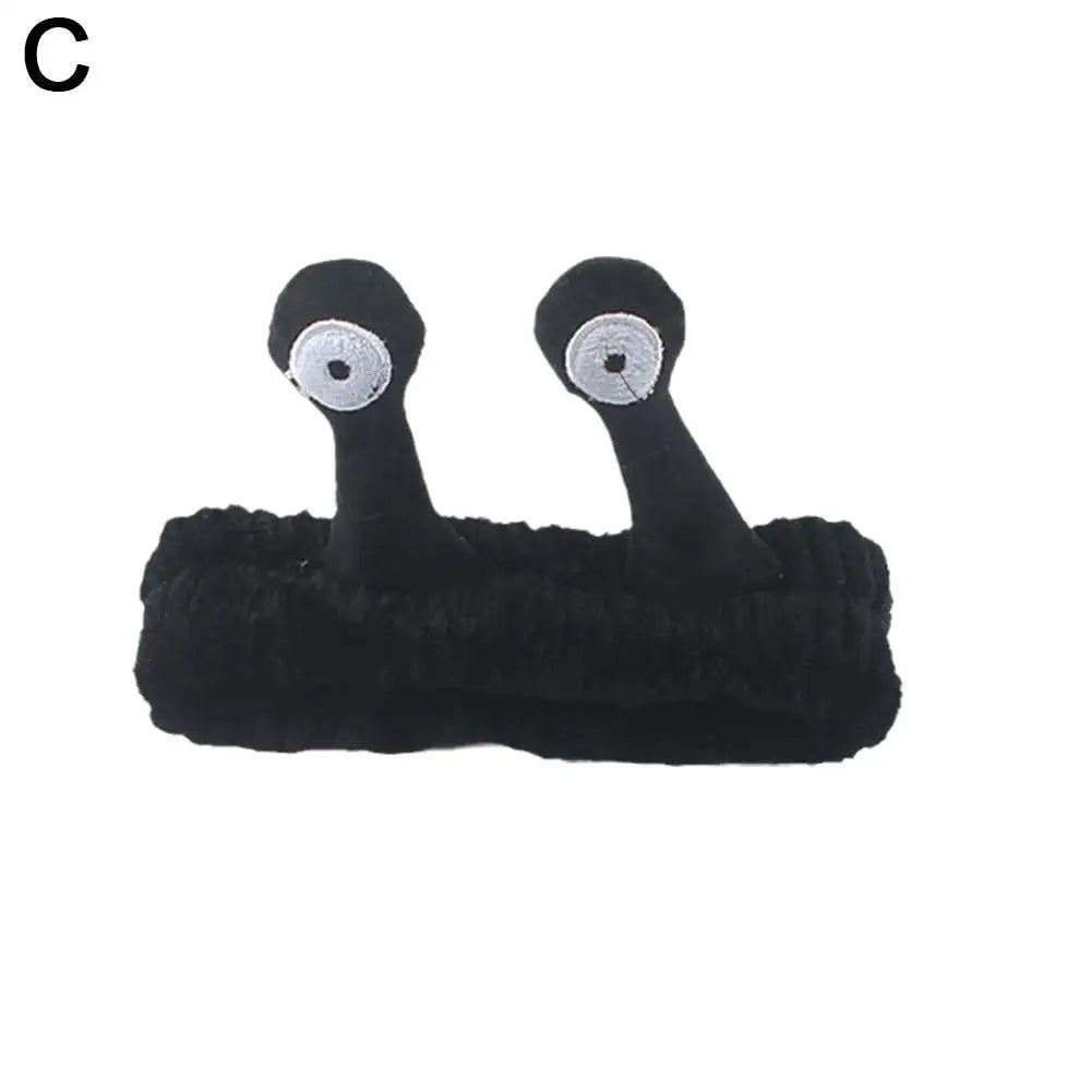 Cartoon Big Eye Snail Headband for Washing Face Cute Elastic Snail Makeup Hair Band Soft Coral Fleece Hairbands for Women Girls