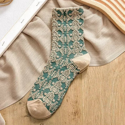 Women'S Socks Pure Cotton Flower Embroidery Medium Tube Socks Retro 2024 Trend Ethnic Style Spring Summer