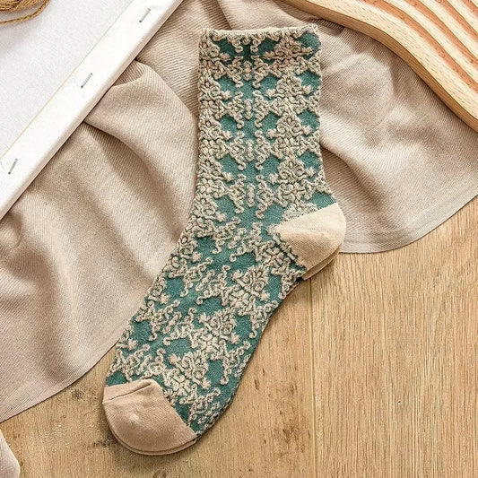 Women'S Socks Pure Cotton Flower Embroidery Medium Tube Socks Retro 2024 Trend Ethnic Style Spring Summer